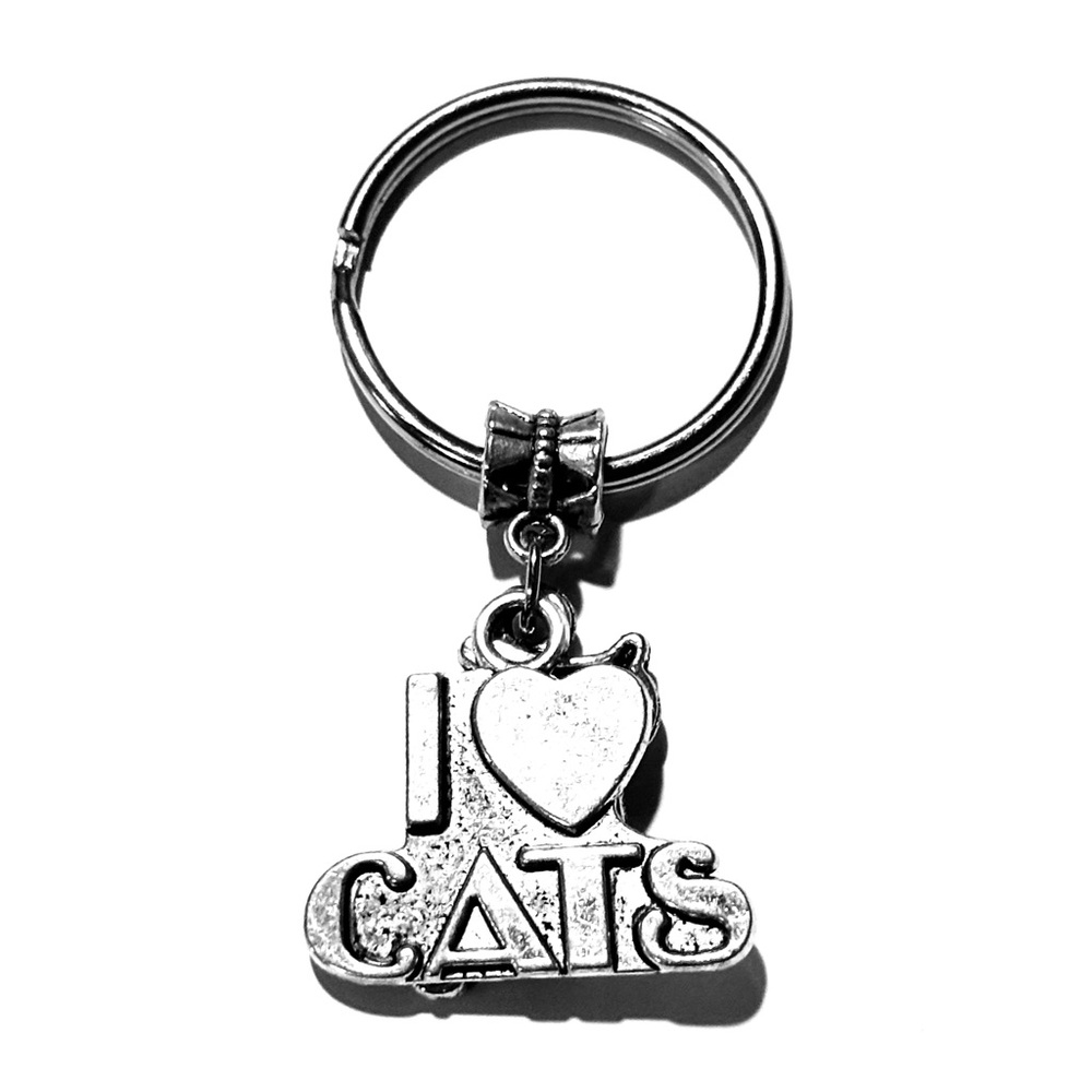 Happy Tails Silver Cat Lover Keychain